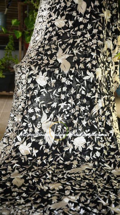 Derby Parsi inspired embroidery saree