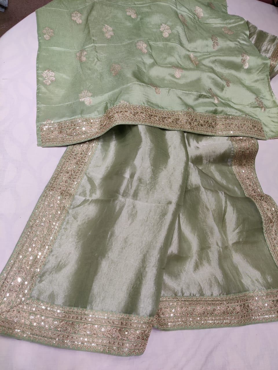 Metallic tissue organza saree
