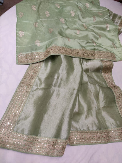 Metallic tissue organza saree