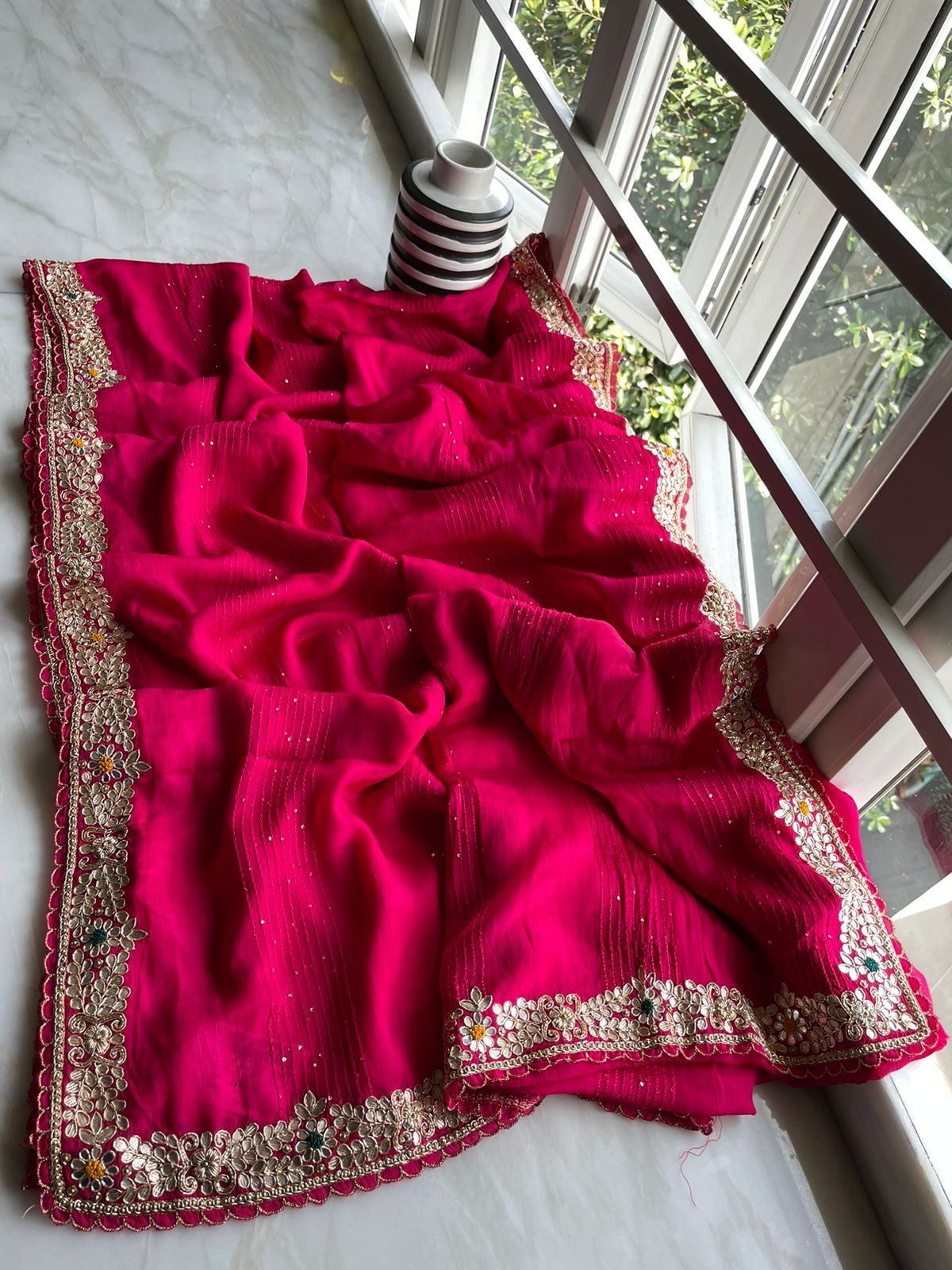Harpreet satin gottapatti saree