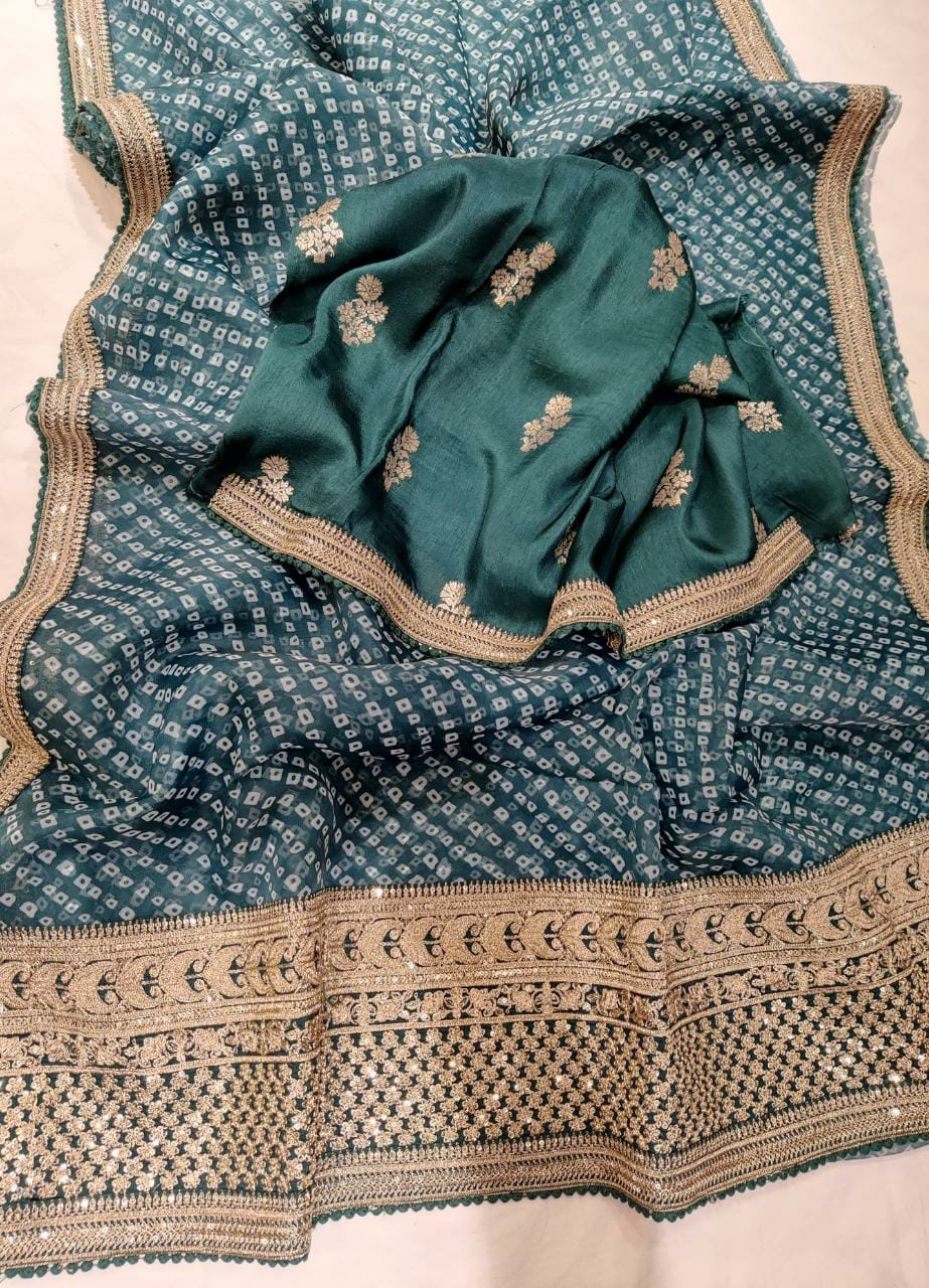 Noori bandhej organza saree