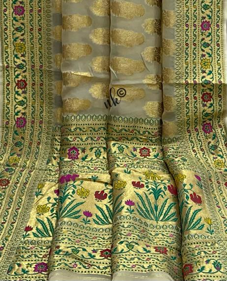 Nirbah woven gorgette khaddi saree