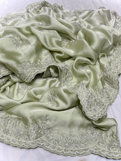 Satin shaded partywear saree