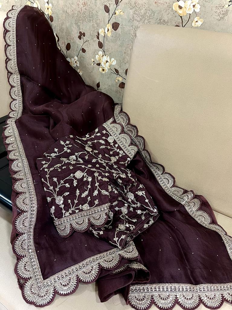 Maisha organza saree Indian sari blouse