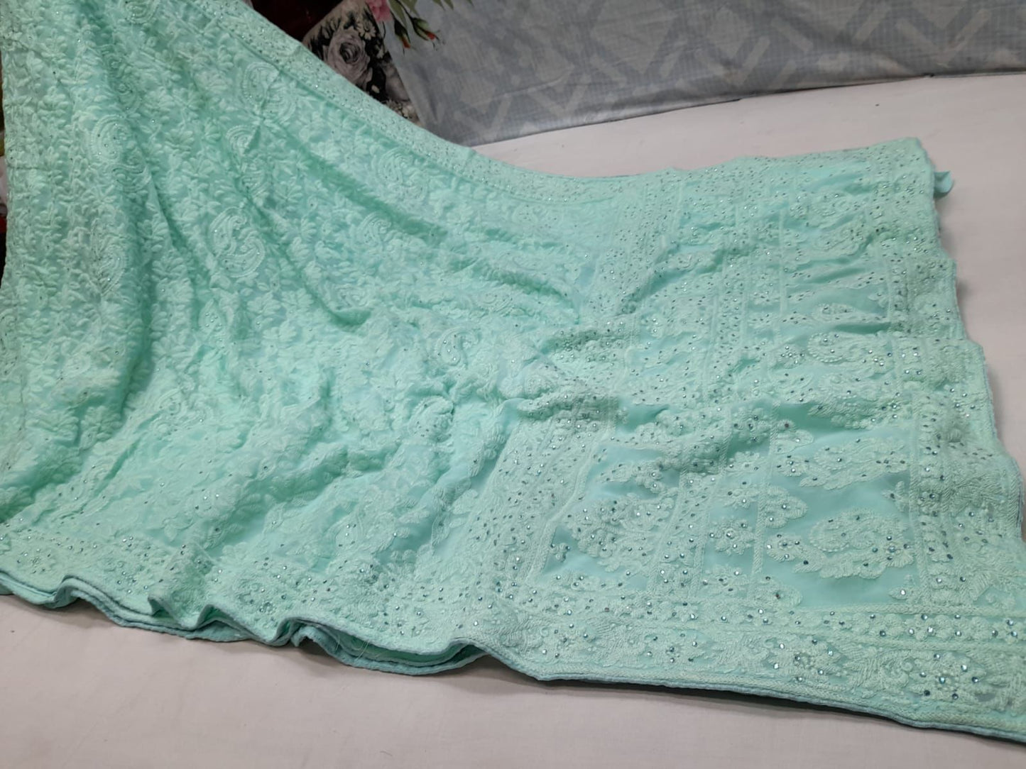 Kiara Lucknowi gorgette saree