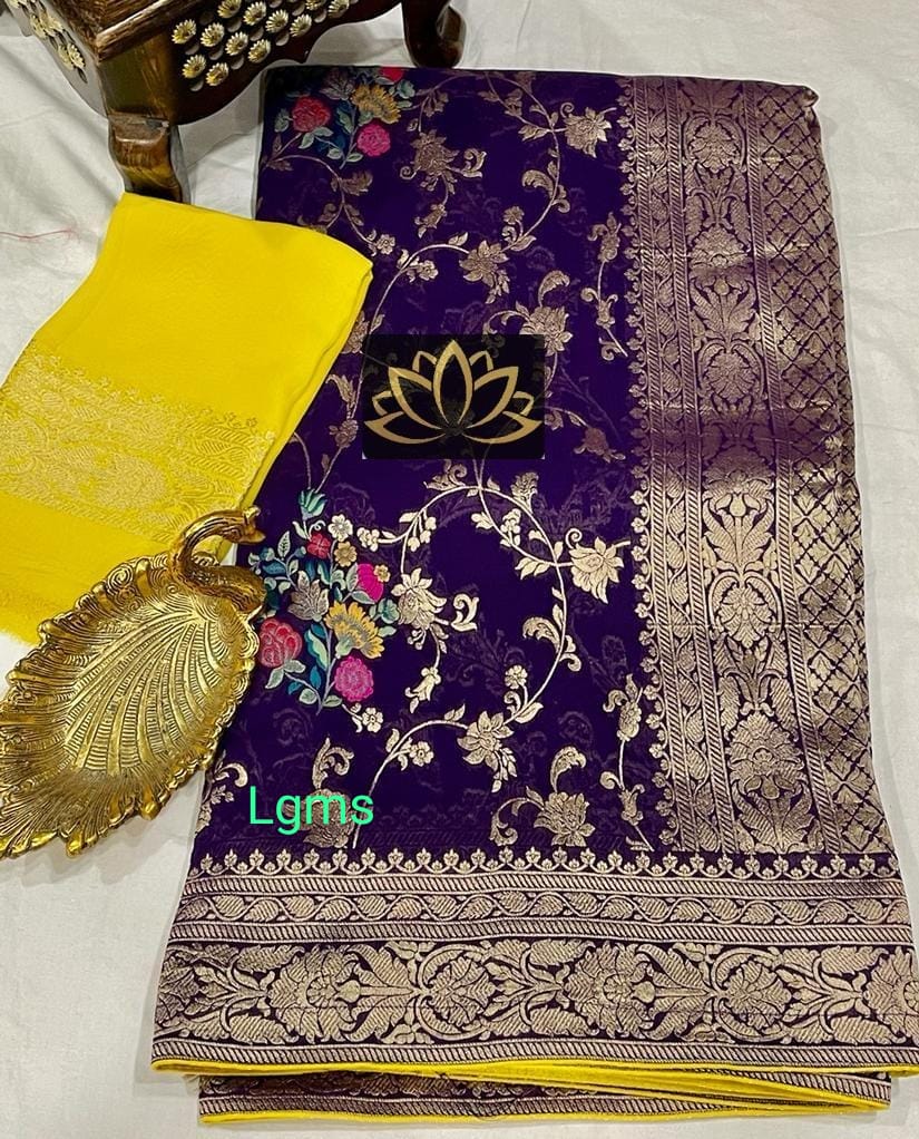 Floral khaddi gorgette saree