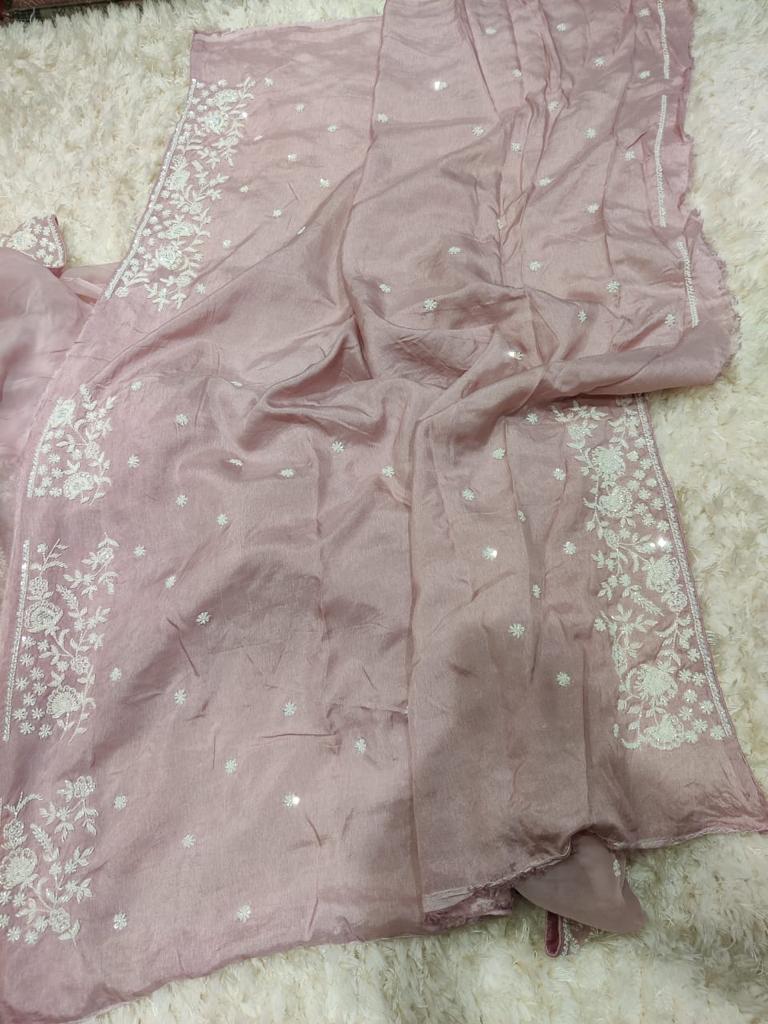 Madhavi zardosi organza saree