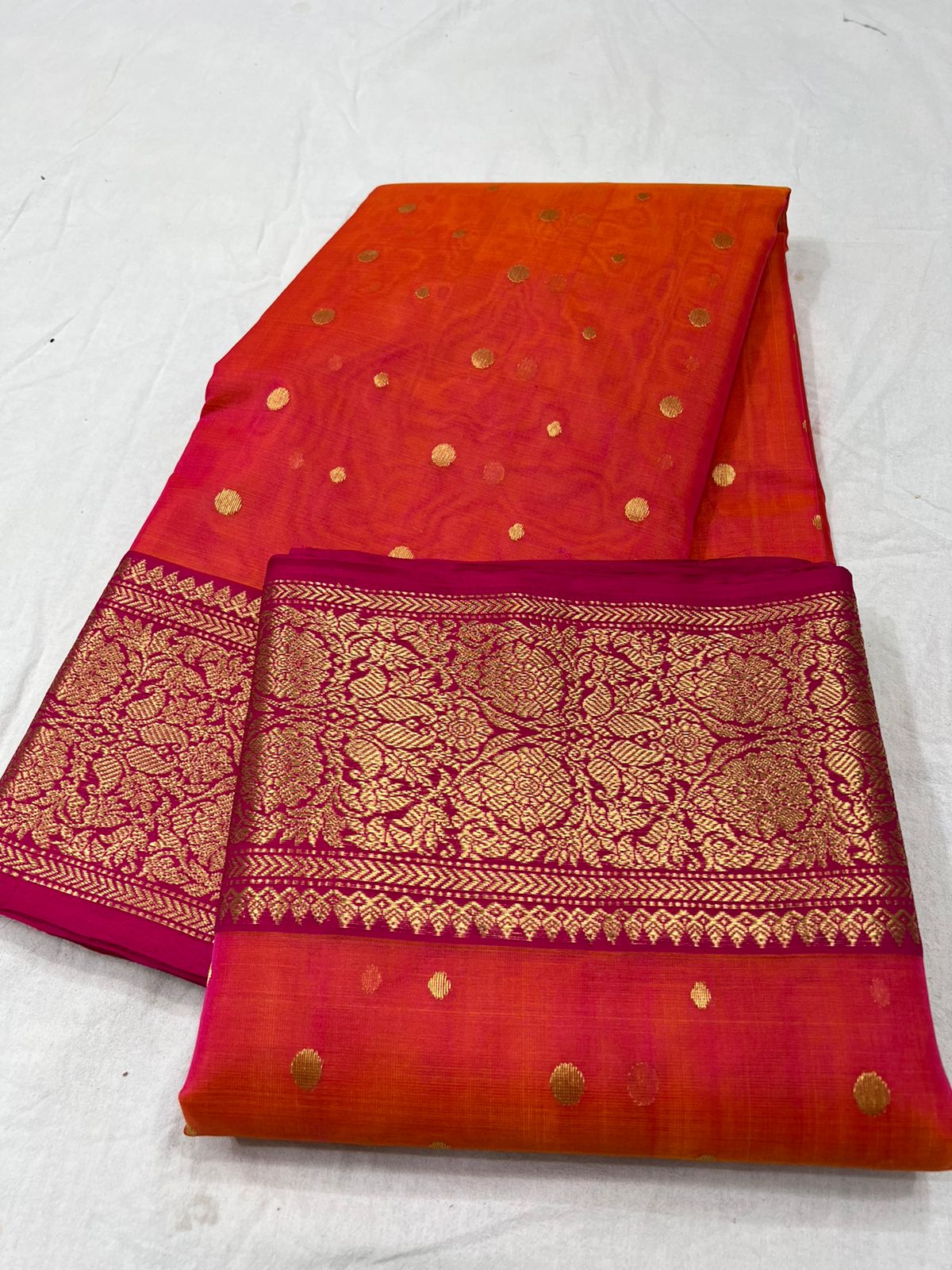 Orange Chanderi saree