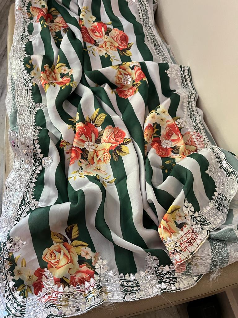 Nosheen satin crepe saree