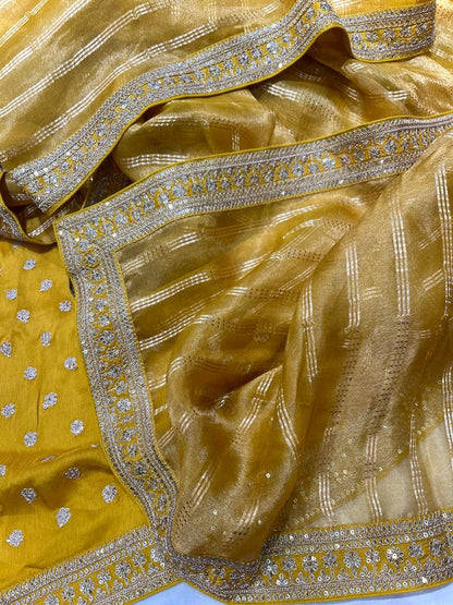 Pavi tissue organza zari saree