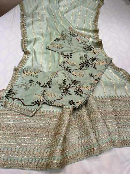 Summer striped trendy saree