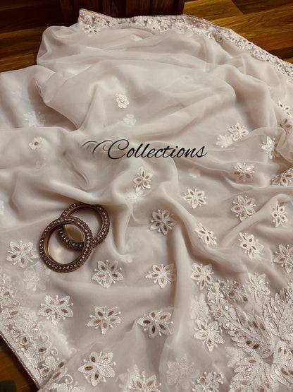Vamsha chikankari embroidered saree