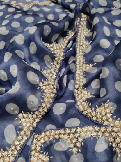 Polka dot inspired organza saree