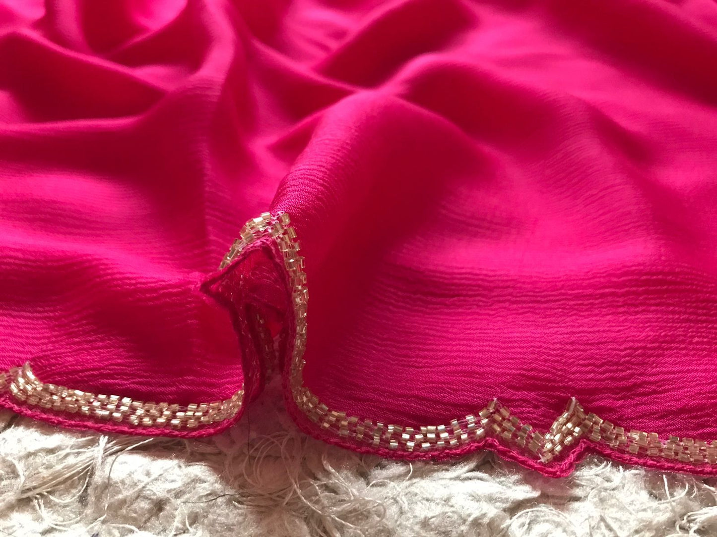 Shaded pink crepe saree