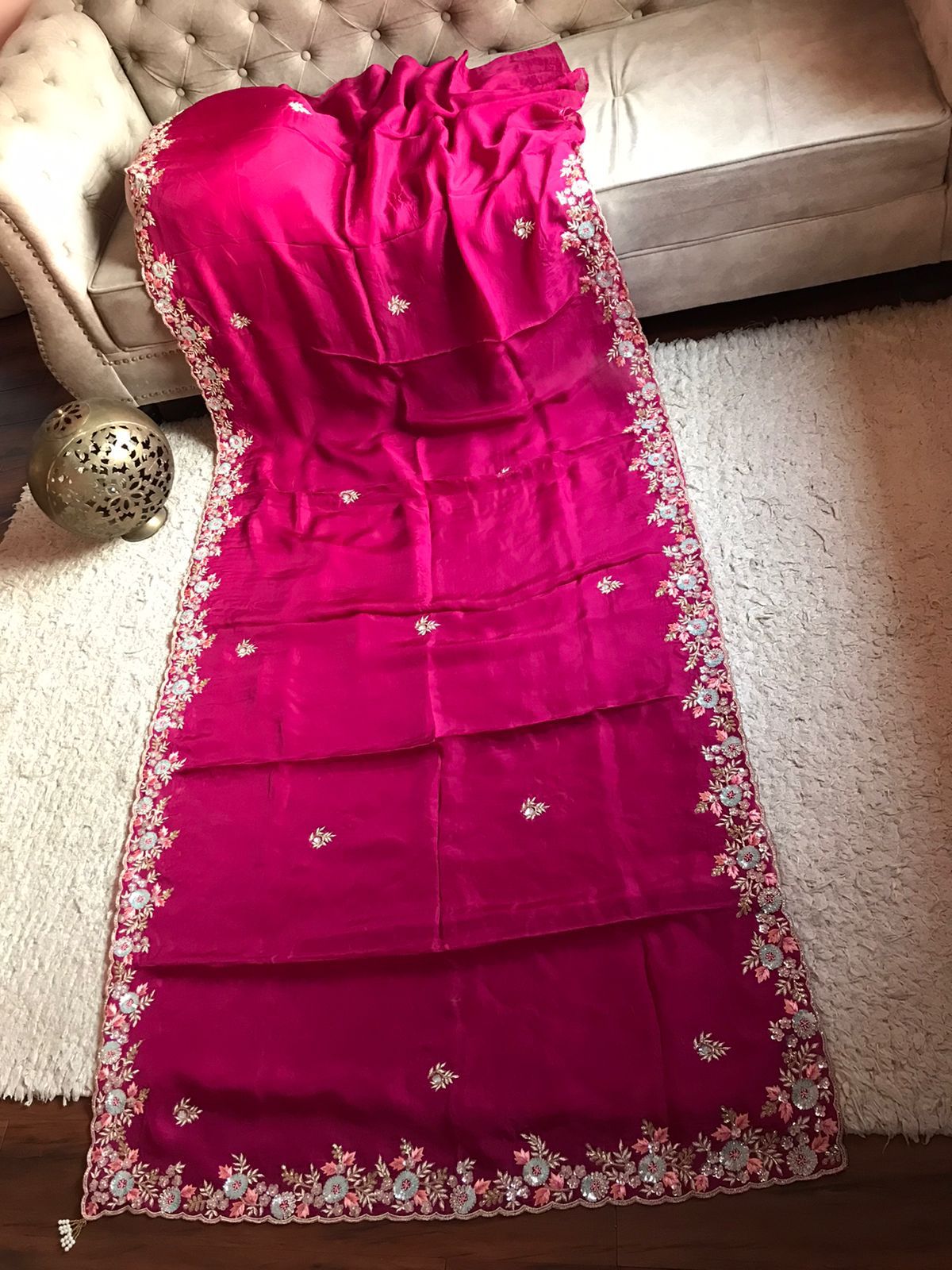 Wine inspired premium organza saree