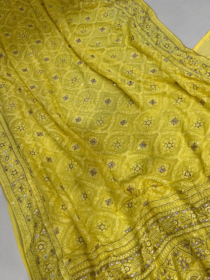 Naina chikankari gorgette saree