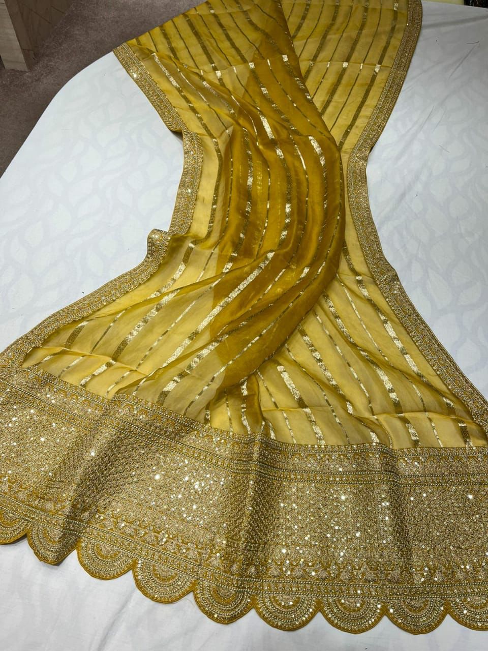 Arvenia striped organza saree