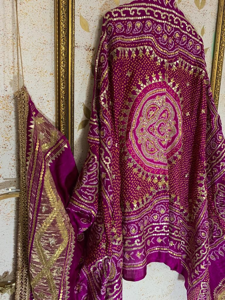 Gajji silk bandhej Dupatta