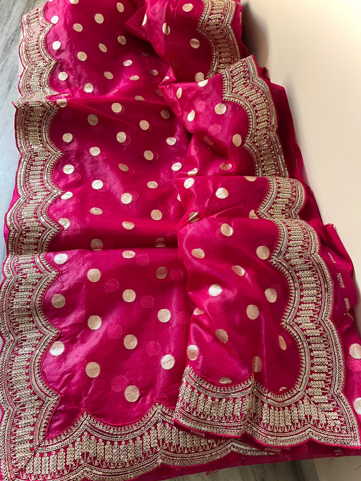 Scalloped organza inspired saree