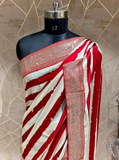 Cinati satin striped saree